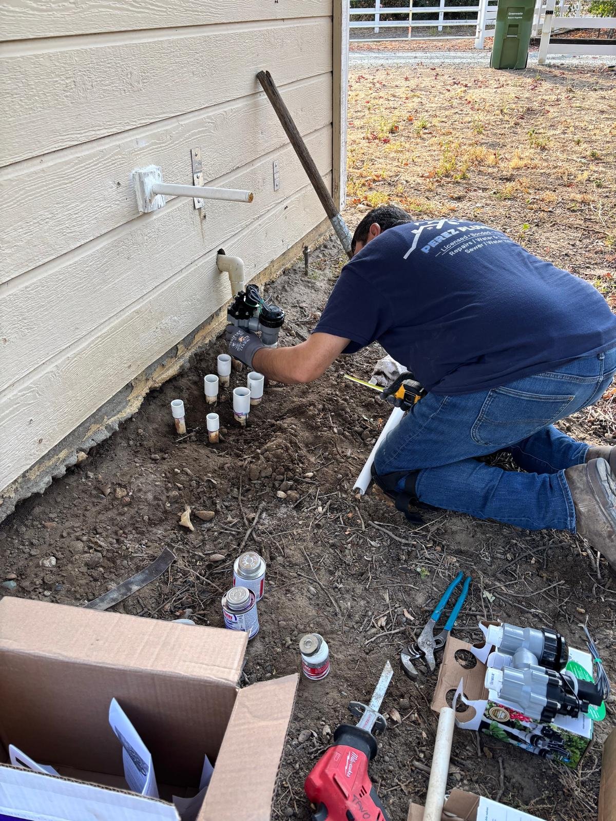 Outdoor water line installation
